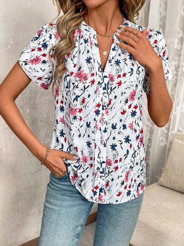 MyWesternWomen's  Soft Fabric Abstract Stripe Print Rolled-Up Fit Top WesternLove